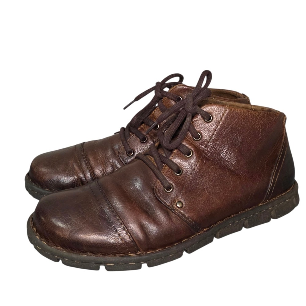Børn Boulder Brown Leather Ankle Boots Men's 11 Distressed Lace-Up Casual Boot